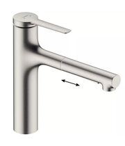 Кухонный смеситель Hansgrohe Zesis M33, 160 с вытяжным душем, нержавеющая сталь, 74801800