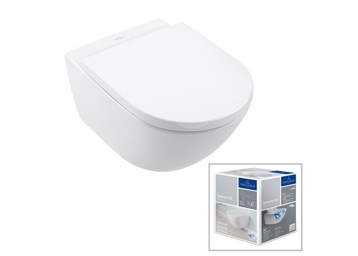 Подвесной унитаз Villeroy& Boch Subway 3.0 56x37, с сиденьем, 4670TS01