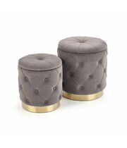 Комплект HALMAR POLLY (2 пуфа) серый/золотой