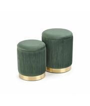 Комплект HALMAR MONTY (2 пуфа) темно-зеленый/золотой