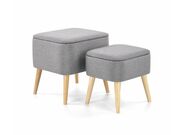 Комплект HALMAR PULA (2 пуфа) серый/дерево..