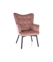 Кресло SIGNAL CARMEN Velvet Bluvel 52 античный розовый/черный мат