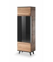 Шкаф-витрина HALMAR RANDOM W-1 дуб вотан/черный