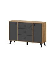 Комод NN Мебель (МС Байкал К) Дуб Золотой/Графит, 3 ящика 2 створки