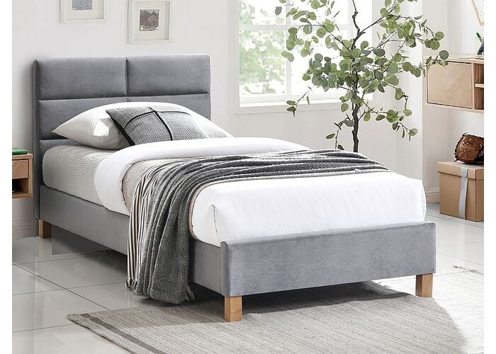 Кровать SIGNAL SIERRA Velvet tap. 150 серый/дуб, 90/200