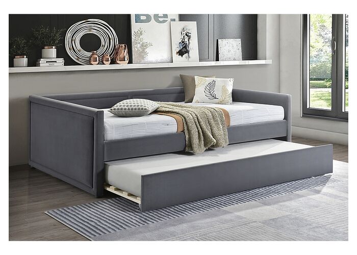 Кровать SIGNAL ELMO Velvet Bluvel 14 темно-серый/черный, 120/200