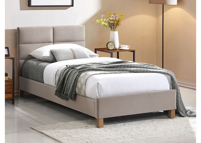 Кровать SIGNAL SIERRA Velvet Bluvel 28 бежевый/дуб, 90/200