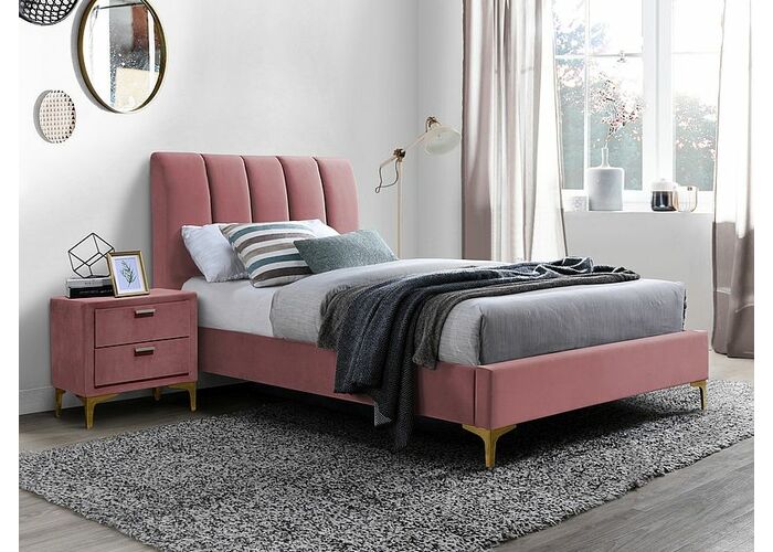 Кровать SIGNAL MIRAGE Velvet tap. 185 античный розовый/золотой, 90/200