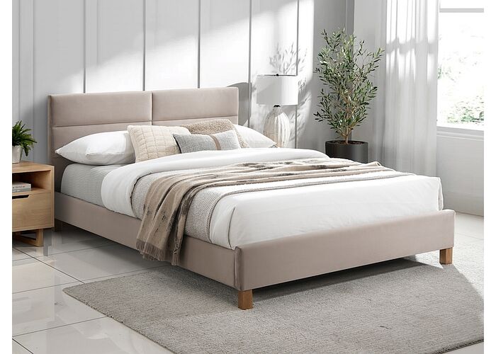 Кровать SIGNAL SIERRA Velvet Bluvel 28 бежевый/дуб, 140/200