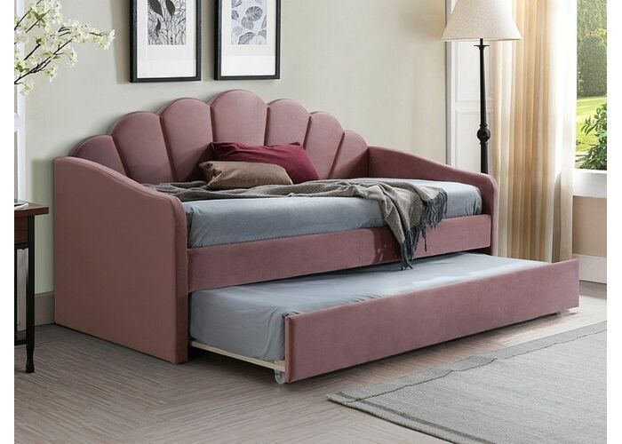 Кровать SIGNAL BELLA Velvet Bluvel 52 античный розовый 90/200