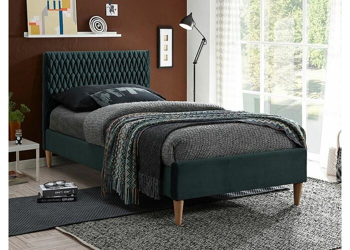 Кровать SIGNAL AZURRO Velvet Bluvel 78 зеленый/дуб 90/200