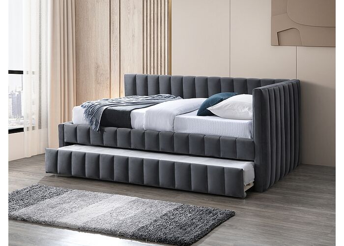 Кровать SIGNAL ALFIE Velvet Bluvel 14 темно-серый, 120/200