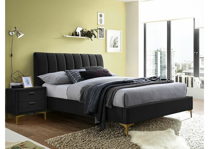 Кровать SIGNAL MIRAGE Velvet tap. 186 черный/золотой, 160/200