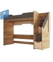 Кровать-чердак МК Стиль RICH КР-001 дуб Крафт золотой/миндаль / глиняный серый