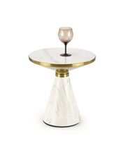 Стол журнальный HALMAR TALBI белый мрамор/белый/золотой