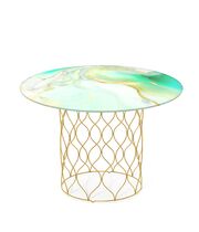 Стол журнальный Sheffilton SHT-TU49/TT32 60 СТЕКЛО/МДФ золотой/лазурно-голубой