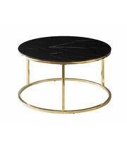 Стол журнальный SIGNAL SABINE эффект черного мрамора/золотой, d80