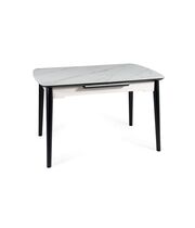 Стол обеденный SIGNAL APOLLO белый мат/черный, 150-190/90