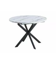 Стол обеденный SIGNAL GASTON белый мрамор/черный мат, 100-135/100