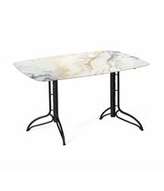 Стол Sheffilton SHT-TU20/TT32 118/77 стекло/МДФ античный белый/черный муар