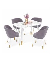 Обеденная группа Sheffilton SHT-DS265 белый мрамор /сирен.орхидея /бел.муар /зол.